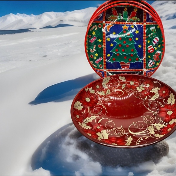 Other - 4 Christmas Tins For Baked Goods Holiday Theme